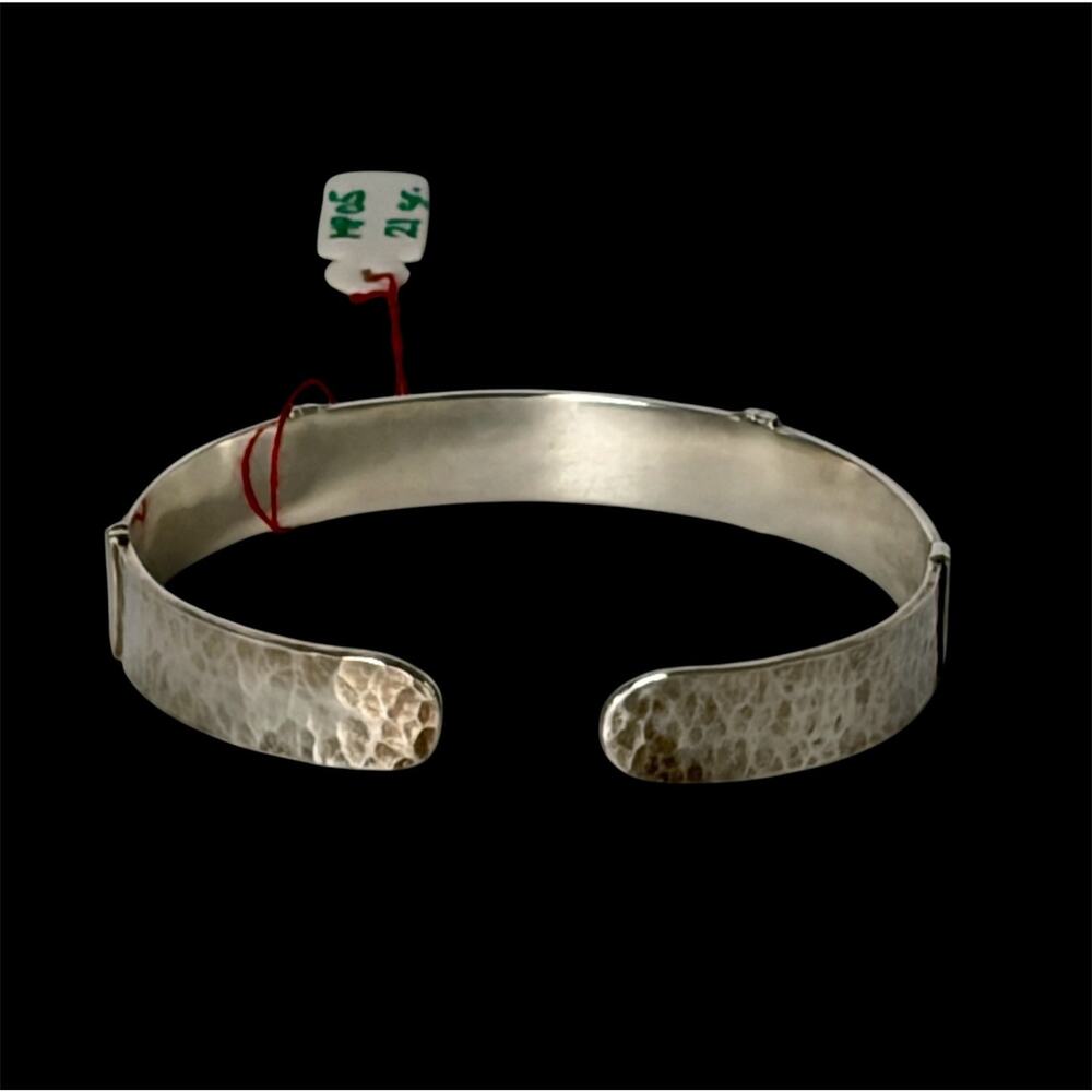 Peru 950 Fine Silver Single Band Cuff Bracelet Artisan Geometric Bangle 21g - Picture 12 of 13